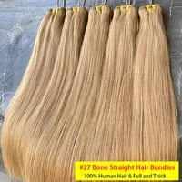 # 27 extensiones de cabello humano 100% liso con hueso rubio miel, extensiones de cabello virgen sin procesar, cabello de colores, doble trama