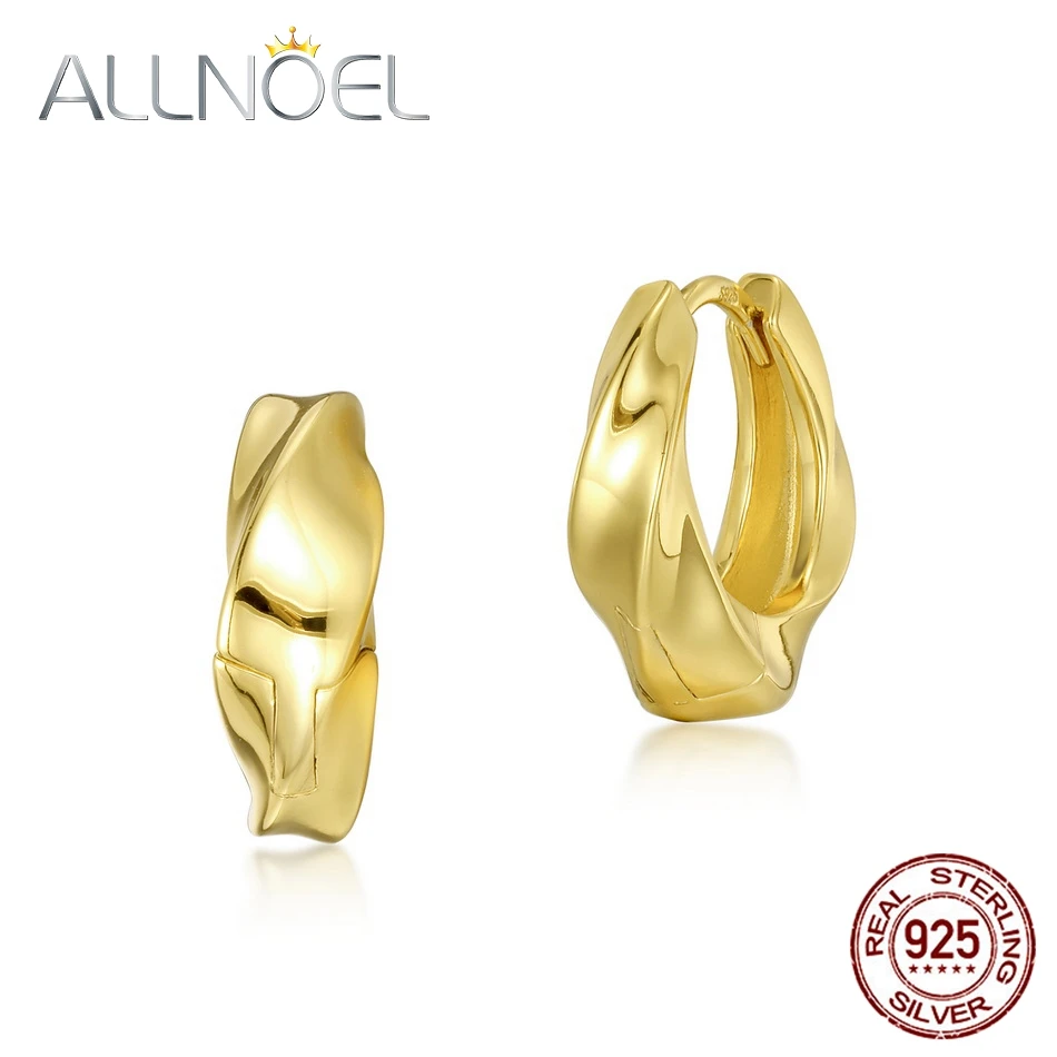 

ALLNOEL Plated Golden Hoop Earrings 925 Sterling Silver Woman Exquisite Chunky Sleeper Ear Rings for Women Fine Jewelry 2022 New