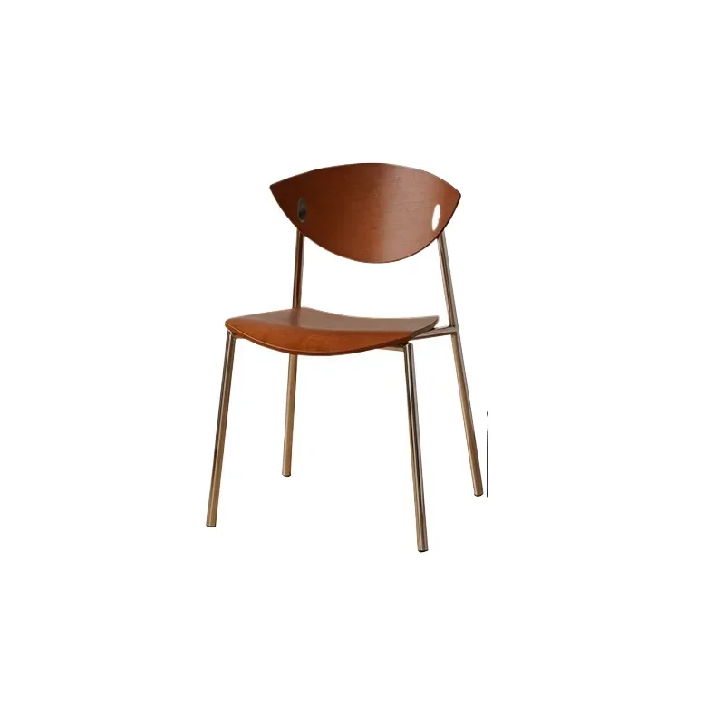 L Retro dining chair designer home living room dining table and chair stainless steel simple solid wood backrest chair