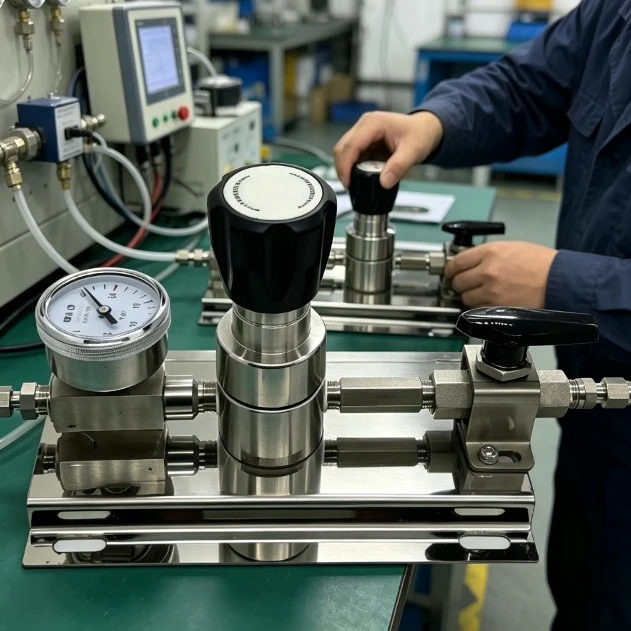 316L Stainless Steel Secondary Regulator, Panel Mount Pressure Reducer for Nitrogen Oxygen Argon Hydrogen