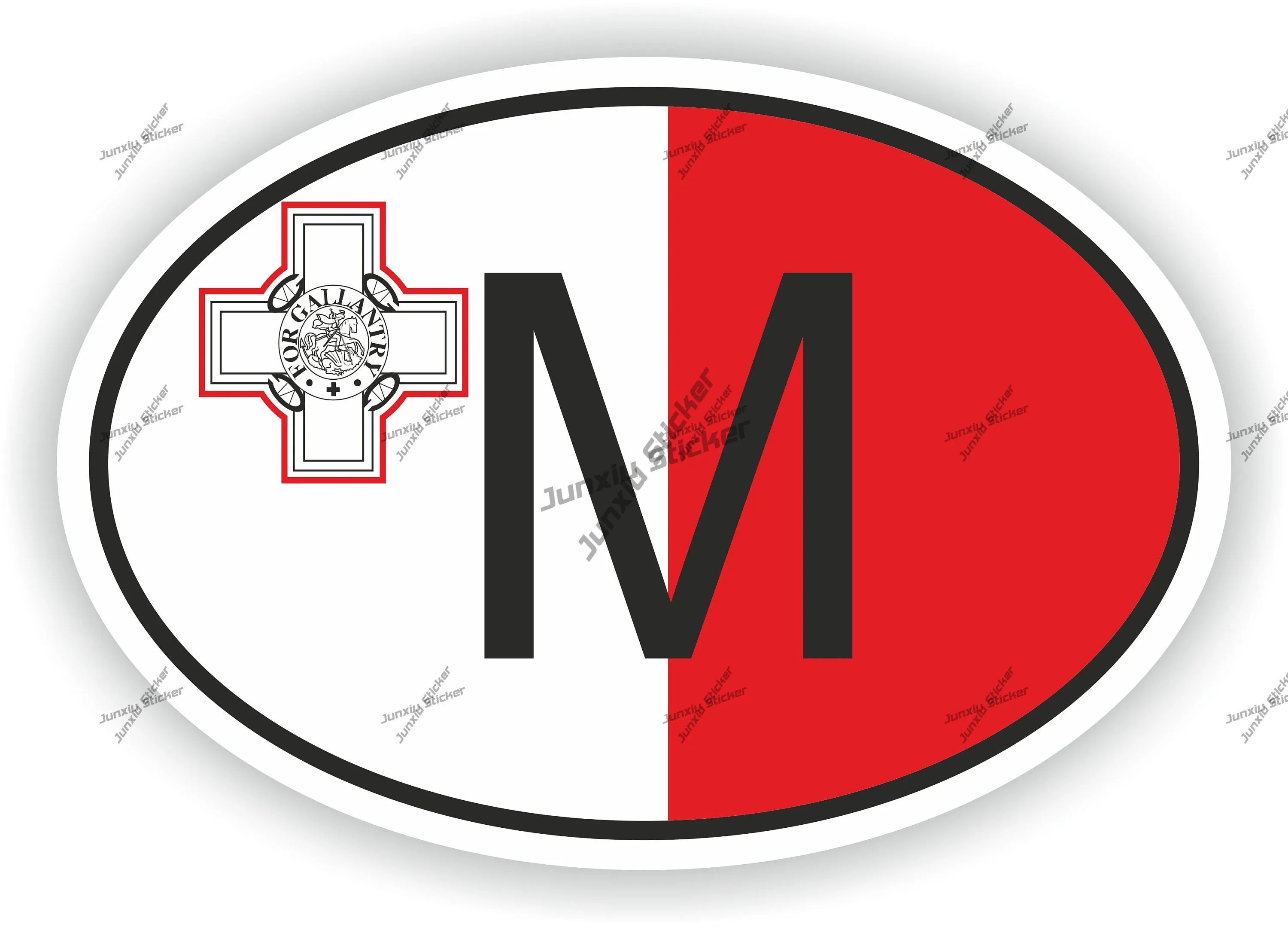 

Malta M Country Code Flag Oval Sticker Suv Laptop Speedboat Decal Accessoire Voiture Waterproof Exterior Car Stickers Cartoon