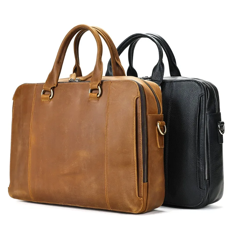 

Портфель из натуральной кожи, сумки через плечо, мужская 15-дюймовая сумка для ноутбука, мужской портфель, офисная деловая сумка
