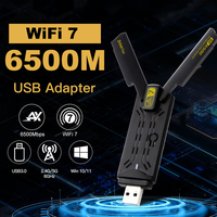 BE6500 Wifi 7 USB Adapter 6500Mbps Tri-Band 2.4G/5G/6G USB3.0 Adaptador Wireless Network Card Wifi Receiver Dongle for PC Laptop