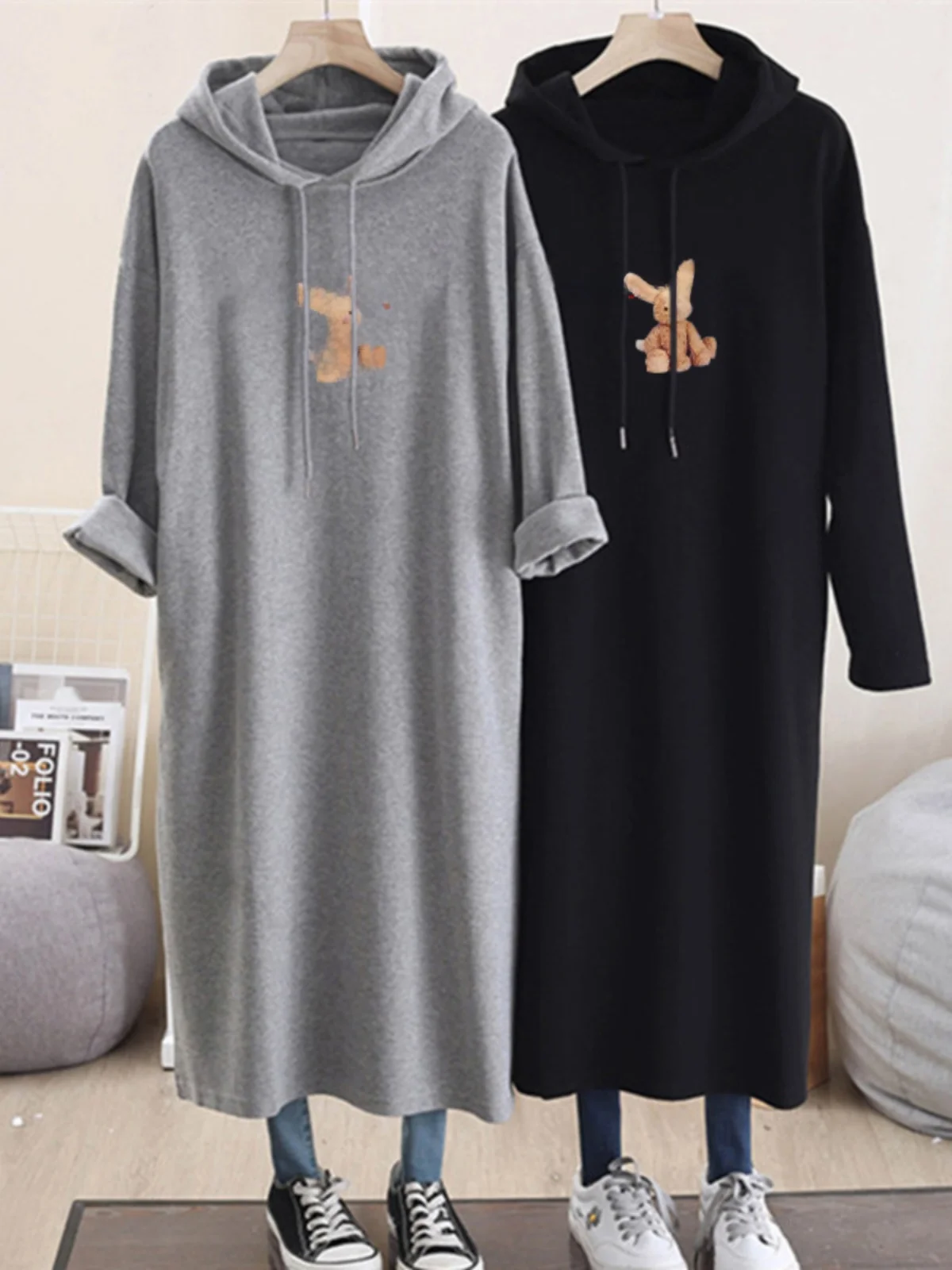 Plus Size Plus size women clothing Long sleeve dress Autumn clothes Chubby Girl Loose Hoodie Skirts Early Autumn Fashion Long...