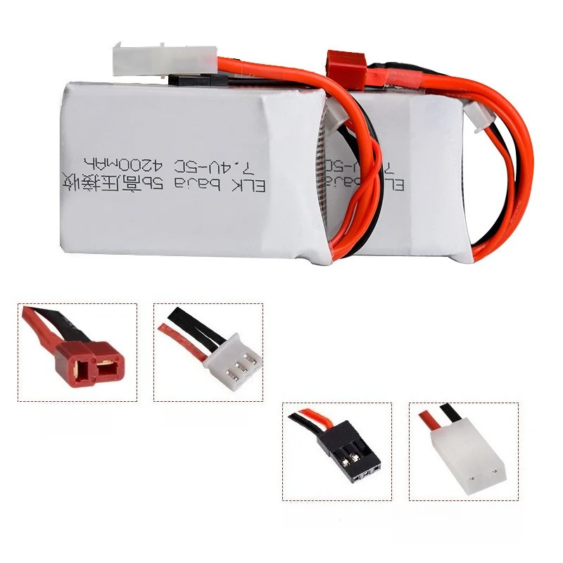 ل ELK-Racing Baja 5B 5T 5SC Remont سيارة شاحنة 7.4 فولت 4200 مللي أمبير بطارية ليبو مع موصلات توصيل Tamiya