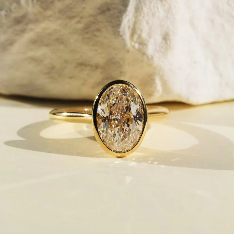 2CT oval cut moissanite ring 100%S925 silver wedding ring gift jewelry certification