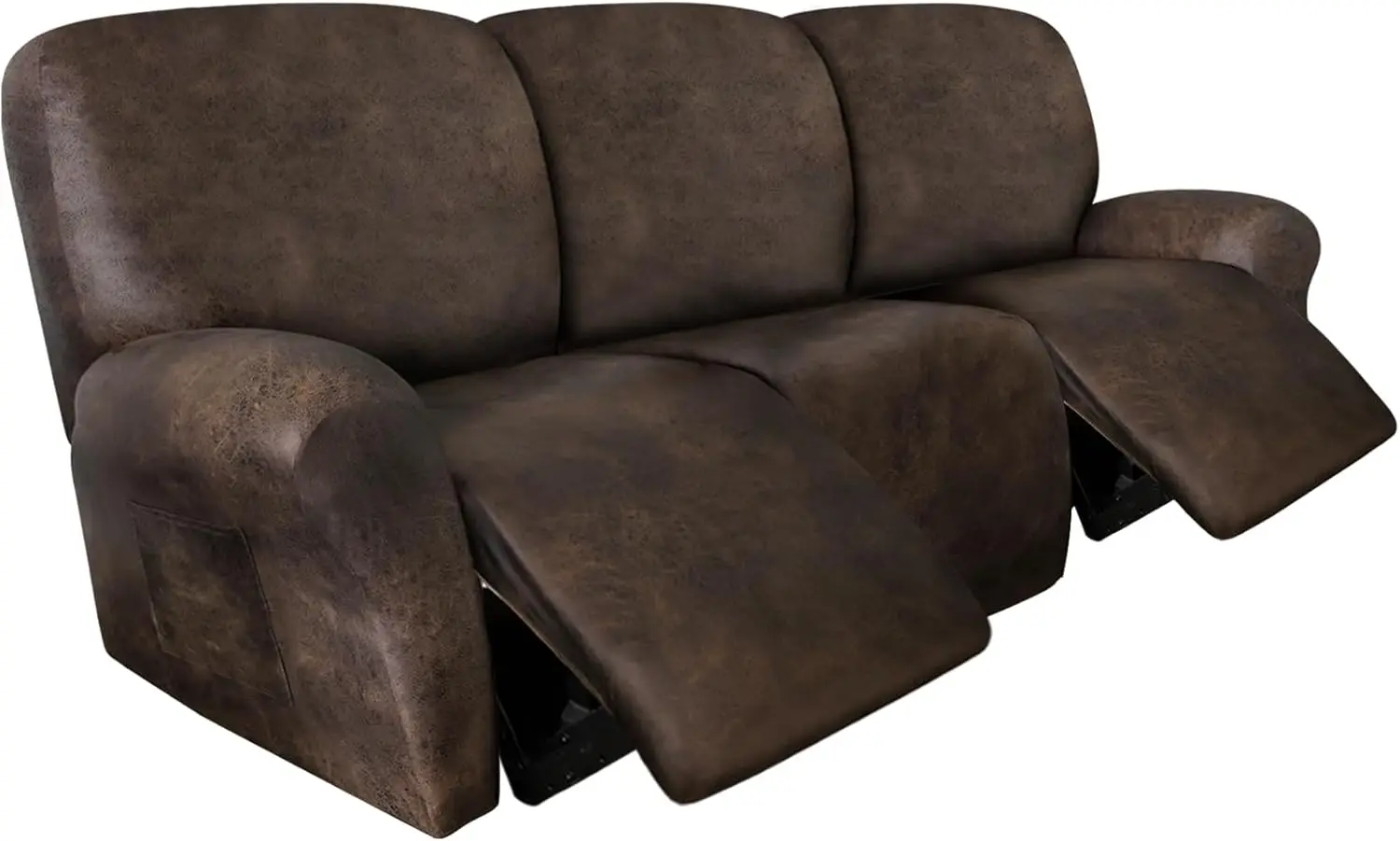 

Leather Look Recliner Couch Cover 8-Piece Recliner Sofa Slipcovers 3 Seater for Reclining Couches Furniture Protector Spandex Fa