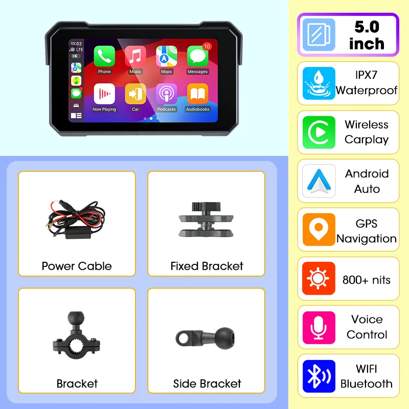 Jansite motorfiets scherm Carplay Moto navigatie draagbaar digitaal dashboard Motobike Android Auto waterdichte BT-monitor