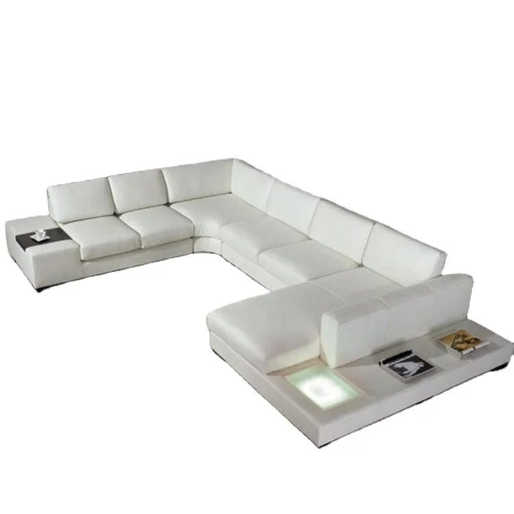 

Роскошный многофункциональный диван из натуральной кожи, приставной столик, новый стильный угловой диван с выдвижной функцией для домашней мебели