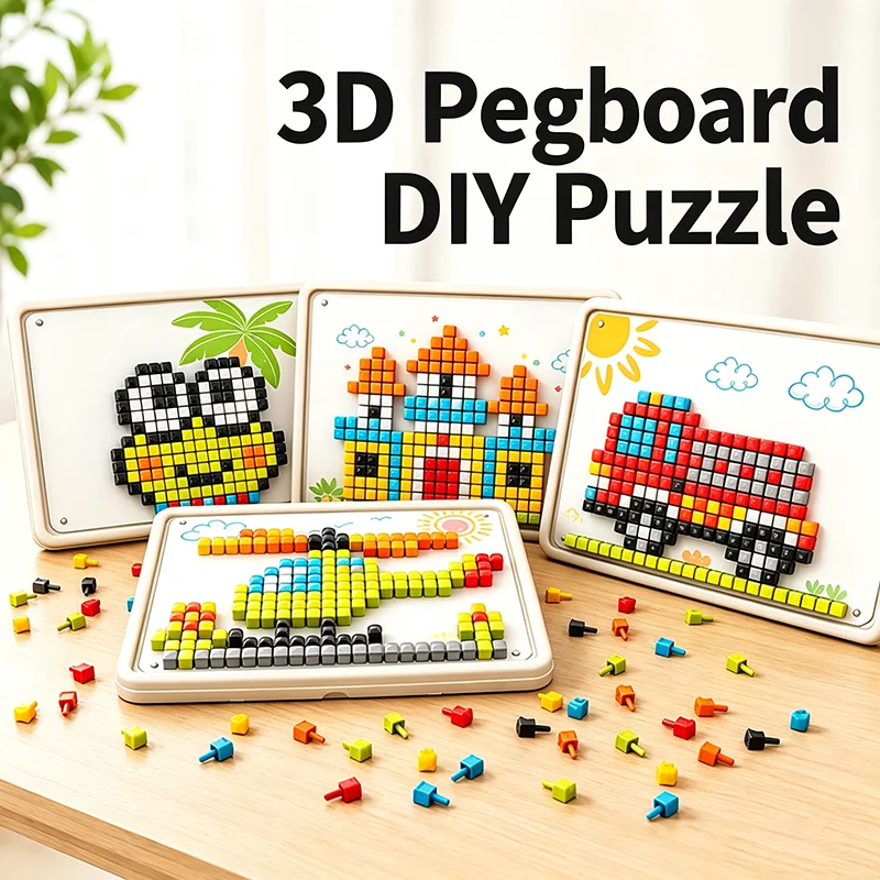 Mushroom Peg Puzzle Set Kid DIY Mosaic Pegboard Building Blocks Creative Toy Montessori Fine Motor Skills Early Development Toys