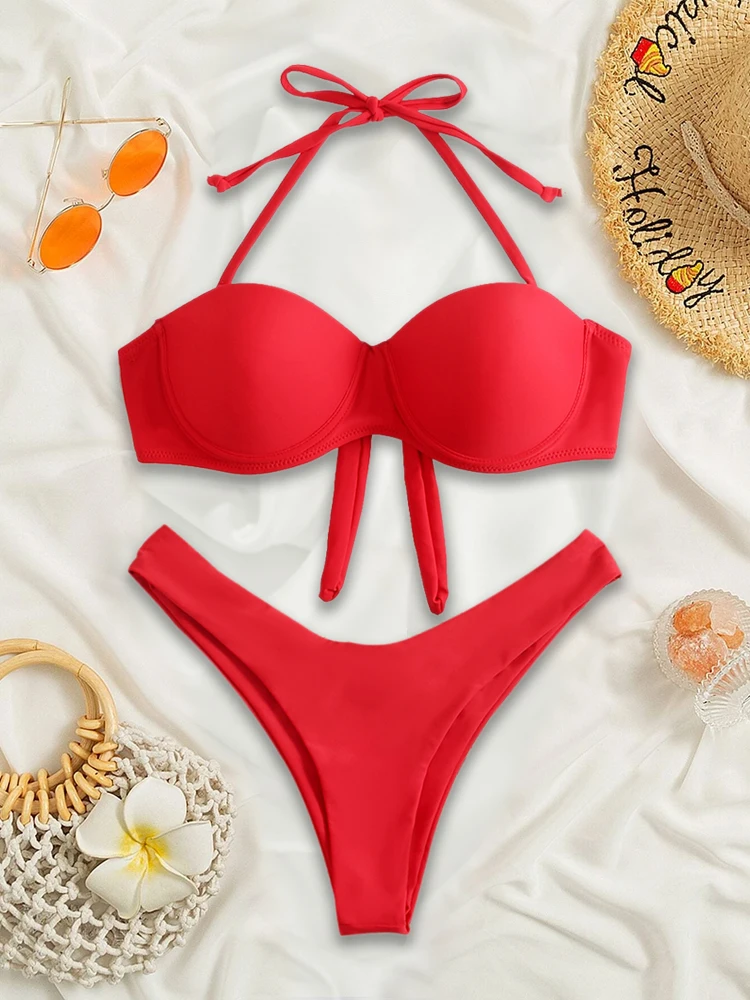 Bikini Swimwear Women Swimsuit 2023 New Solid Push Up Bikinis Set Brazilian Beach Female Thong Bathing Suit Summer Swim Suits