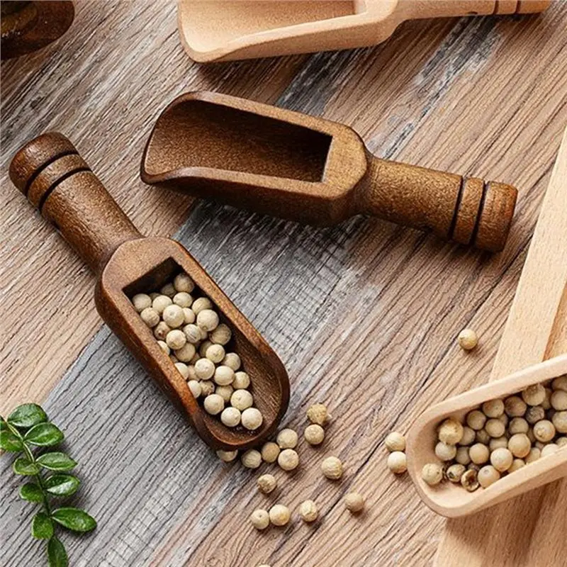 [Great Sell】 Wooden Salt Spoon 10PCS For Kitchen Storage Jars Measuring Spoons For Coffee Bean Pepper Seasoning Spice