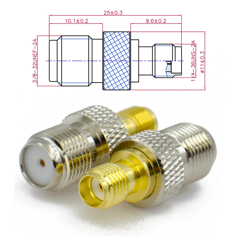 SMA Male Female to F Type Connector RF Coax Adapter Brass Gold Plated Straight Converter For TV Antenna