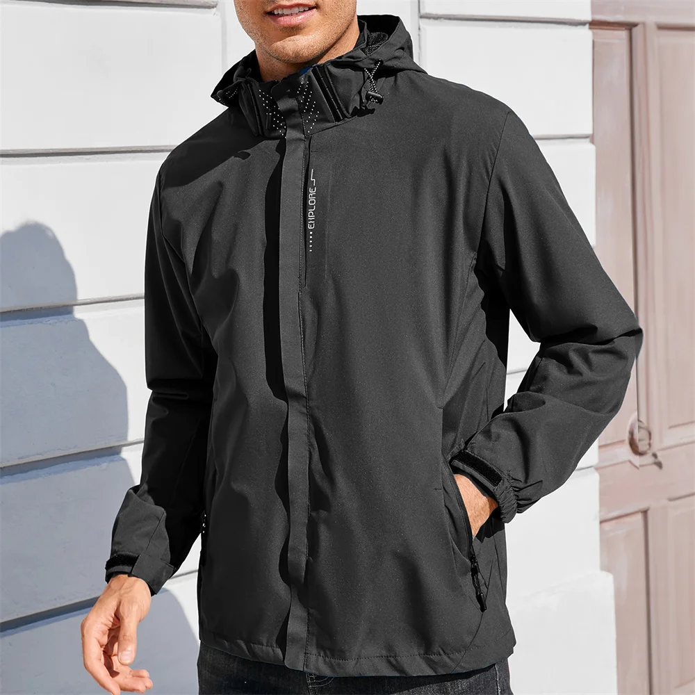 

Весенне-осенняя мужская уличная куртка, приталенная ветровка на молнии с капюшоном, пальто, мужская водонепроницаемая повседневная одежда для альпинизма и пешего туризма