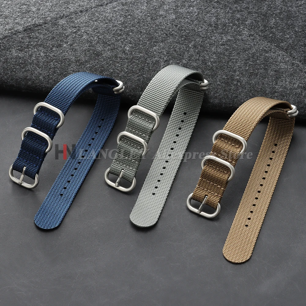 Heavy Duty Nylon Strap 20mm 22mm Woven Fabric Watchband for Seiko for Omega for Rolex Watch Ring Buckle Men's Replacement Bands