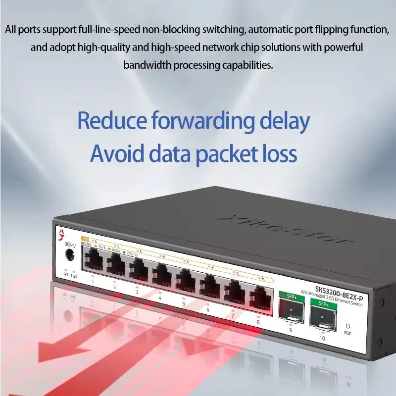 XikeStor 2.5G PoE+ Simple Managed Network Switch Support DHCP 2-Port 10G SFP+ 100W