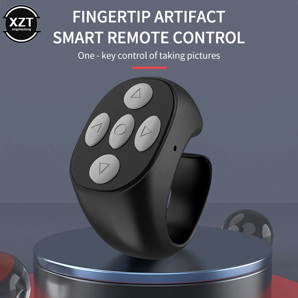 Wireless Bluetooth-compatible Ring Remote Control Mini Portable Fingertip Selfie Video Controller Automatic Page Turner Browsing