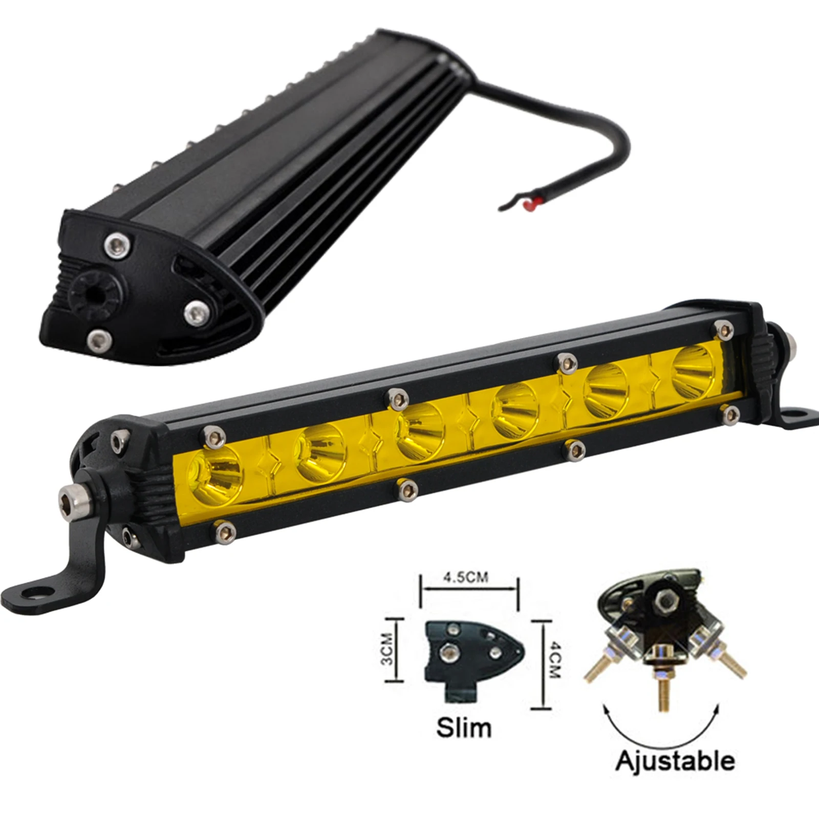 Yellow Single Row Slim 7 13 20 25 32 38 45 50 inch Off-road LED Work Light Bar Fog Driving For SUV UTV ATV 4X4 Truck Boat Car