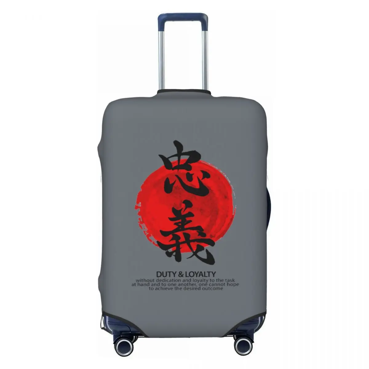 

Custom Japanese Chuugi Bushido Calligraphy Luggage Cover Protector Funny Travel Suitcase Covers for 18-32 Inch