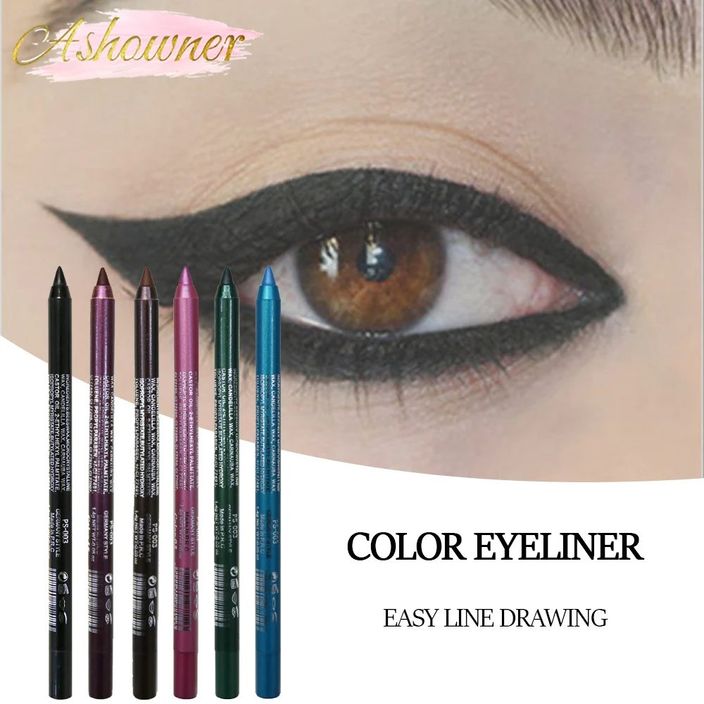 6 Color Long-lasting Eyeliner Pencil Waterproof Pigment Green Brown Eyeliner Pen Women Color Eye Makeup Cosmetics Color Eyeliner