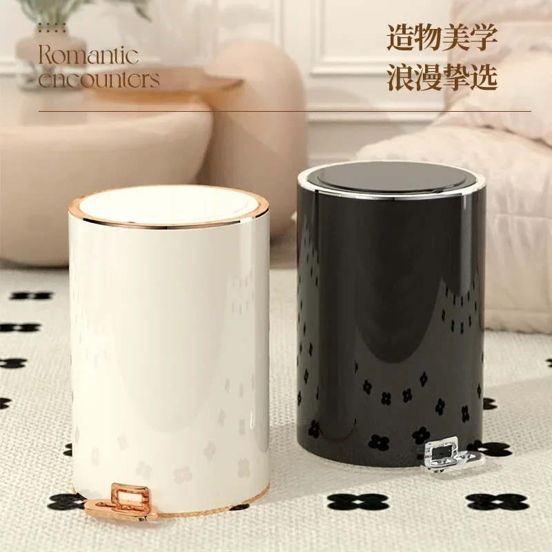 Household Foot-pedal Round Trash Can Large Capacity Living Room Kitchen High Value Stainless Steel Trash Can with Lid