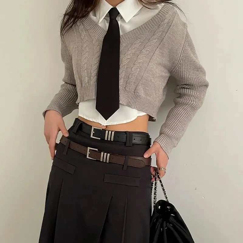 Belt for women with a high-end feel, retro and minimalist Korean version paired with denim belt. 2024 new decorative and fashion