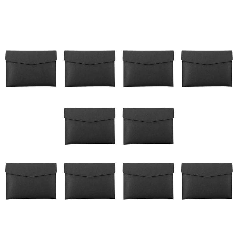 

10X PU Leather A4 File Folder Document Holder Waterproof Portfolio Envelope Folder Case With Snap Closure(Black)