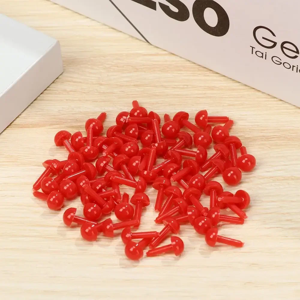 100 pçs plástico mini nariz oval para boneca de pelúcia olho de pelúcia cão animais narizes acessórios diy preto/vermelho segurança nariz redondo 3/4/5/6mm