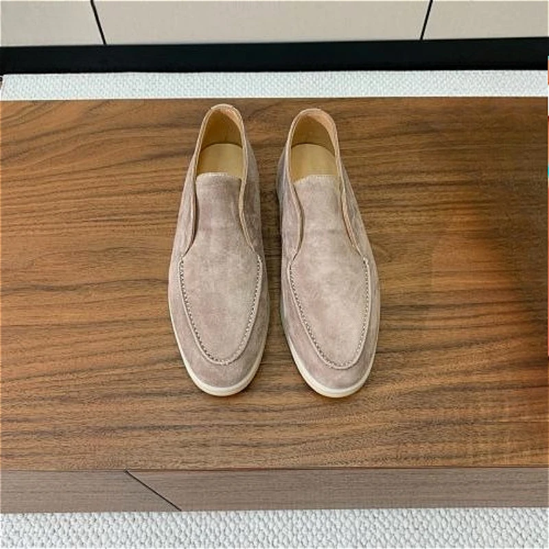 Schapenvacht suède hoge herenloafers, geheel leren korte laarzen, casual wandelschoenen, enkellaarsjes