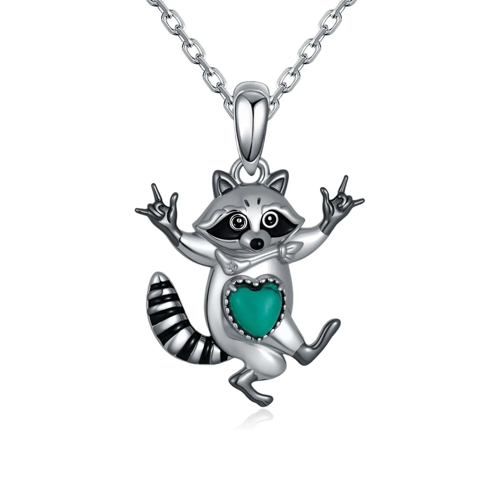

Lovely Animal Bling Zircon Dancing Raccoon Charm Necklace Trendy Sweet Ladies Daily Banquet Accessory