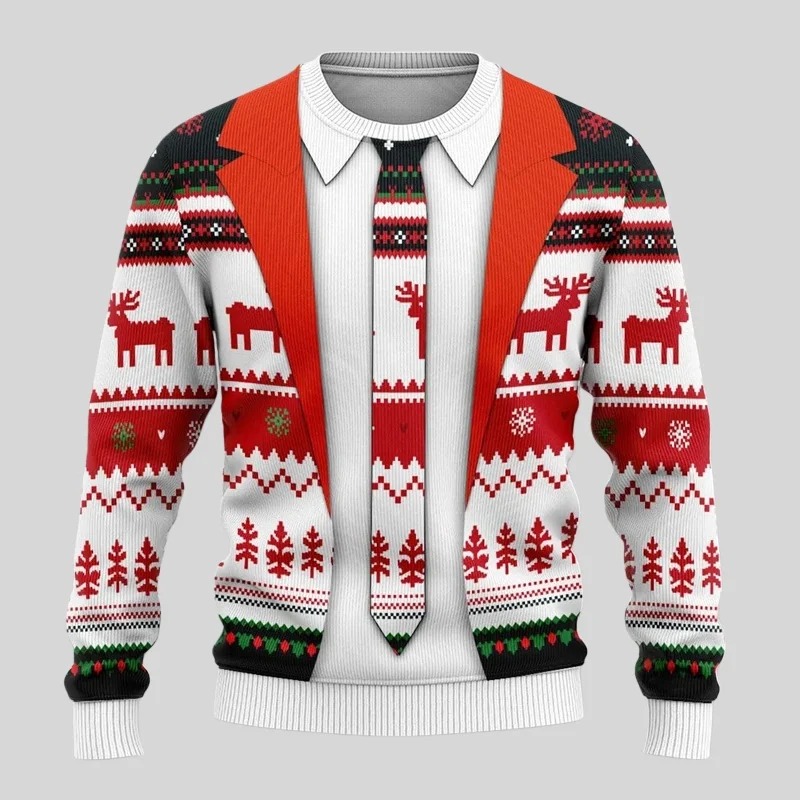 بلوفرات عيد الميلاد للخريف والشتاء سترات قبيحة للرجال والنساء ثلاثية الأبعاد برقبة دائرية ملابس عيد الميلاد غير رسمية وعصرية #4