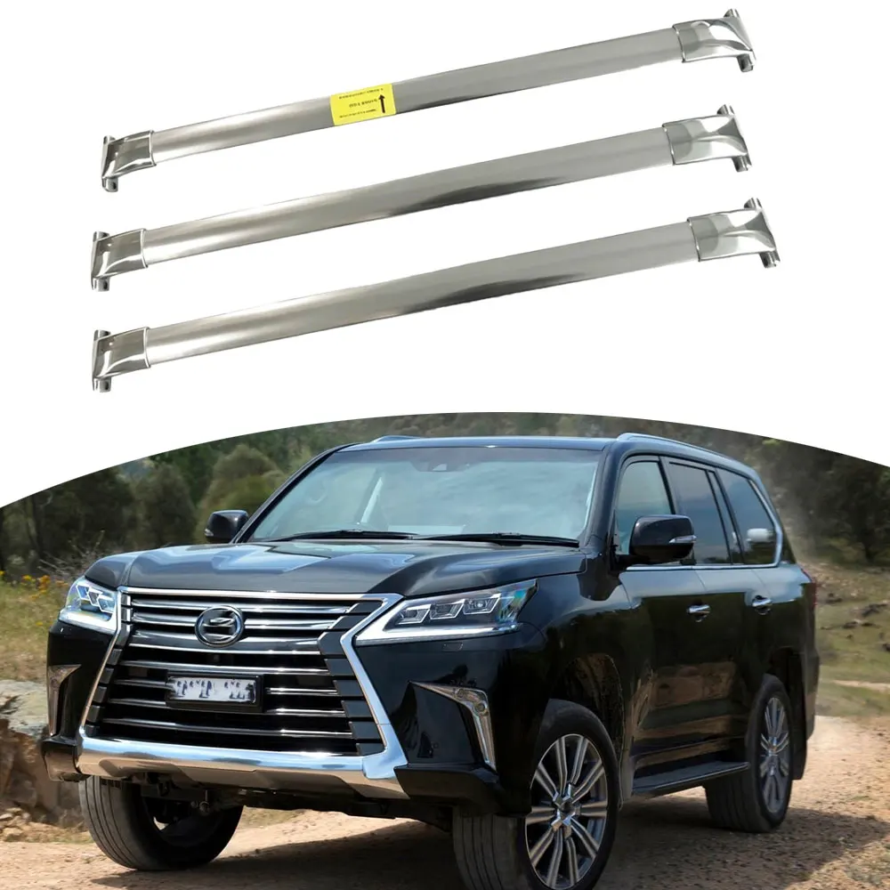 Fits For Lexus LX570 2016-2021 3PCS Roof Rail Rack Snow Kayak Carrier Cross Bar Adjustable Anti Rust