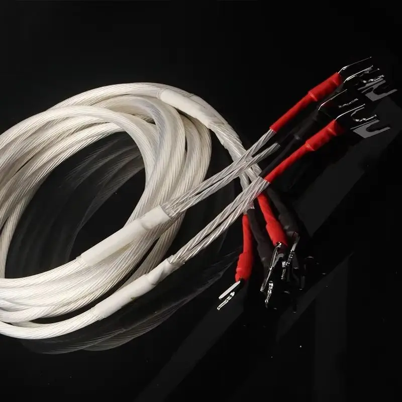 

Новая одна пара посеребренных динамиков HIFI Hi-END 4N OFC провод динамика для HI-FI Systems Y Plug Banana Plug Кабель динамика
