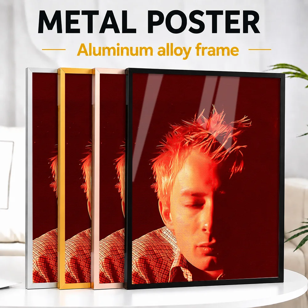 Radiohead Band Framed Metal Print Customized Recording Tribute Wall Art Designed For Vinyl Collectors To Display In Music Room