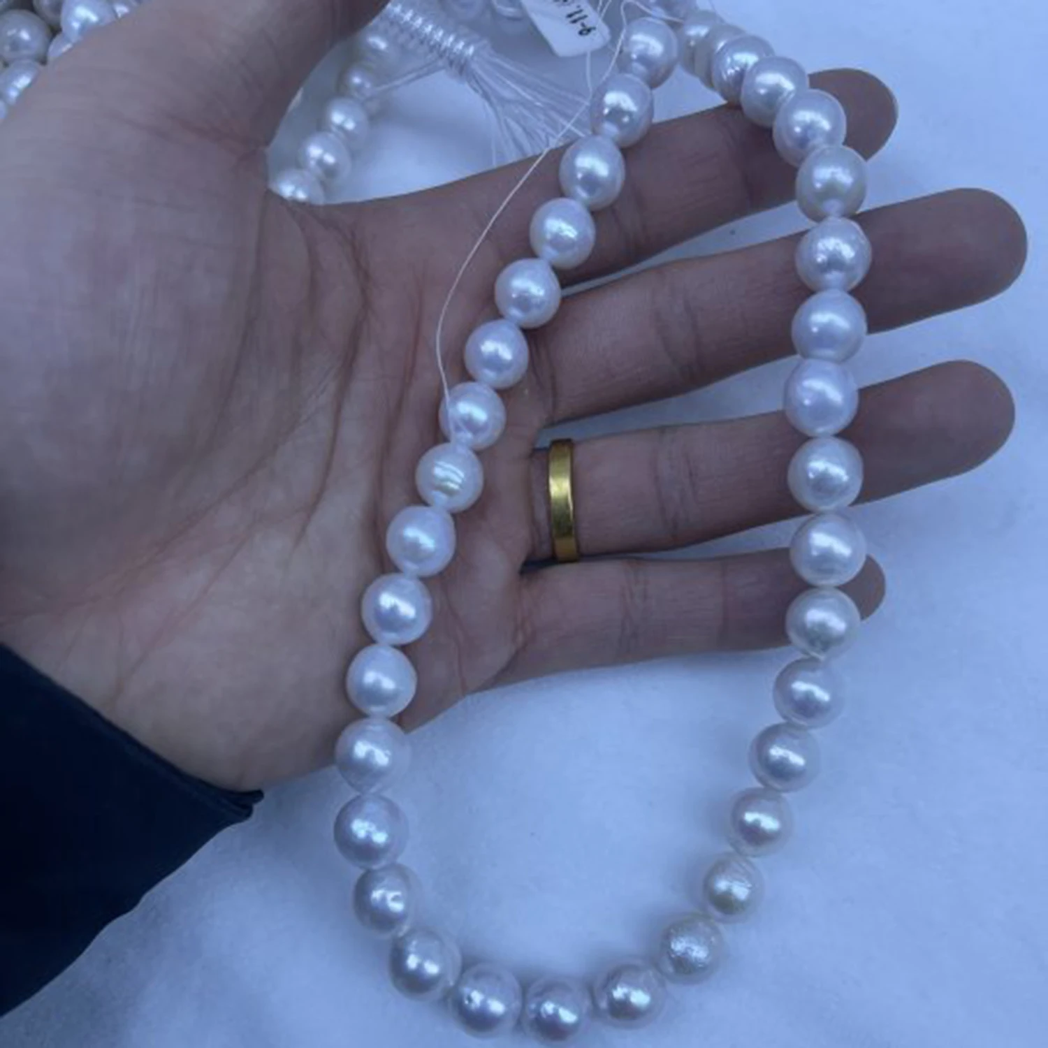 

Natural Pearls 11-14mm Round Smooth Freshwater White Necklace Semi-Finished Baroque DIY Materials Accessories Wholesale Jewelry