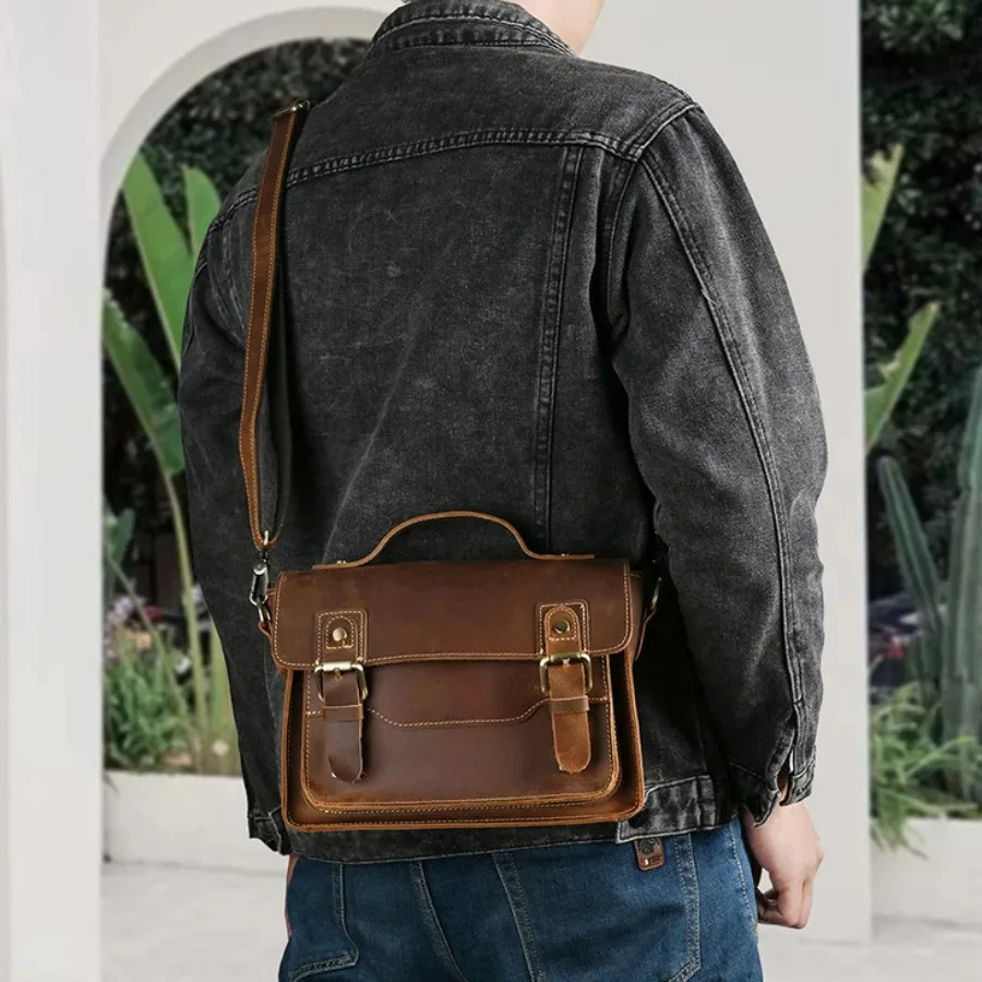 High Quality GENUINE LEATHER Small Handbag Daily Men Women Outdoors Tote Casual Girls Shoulder Crossbody Bag Messenger Bags