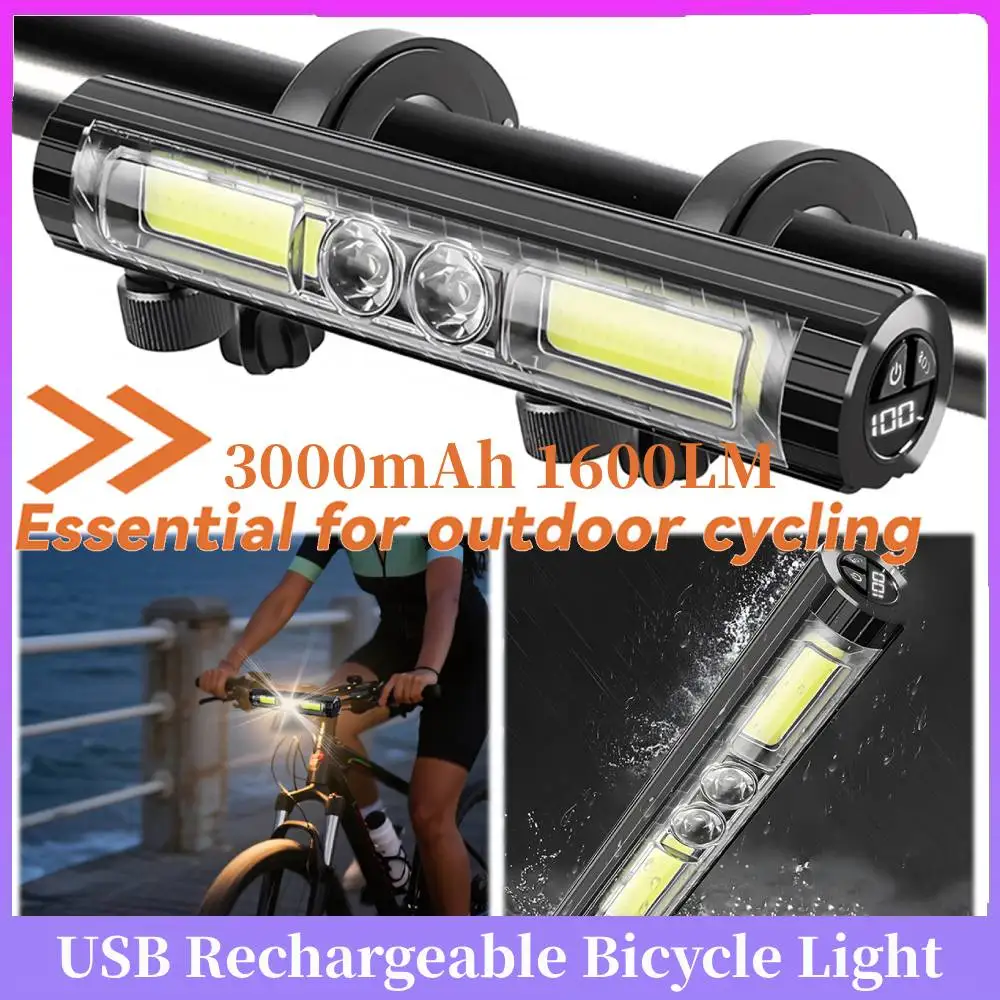 

3000mAh 1500LM Multifunctional Mountain Bike Light Strip Hook Magnet Night Riding Front Light Rechargeable Outdoor Cycling Gear