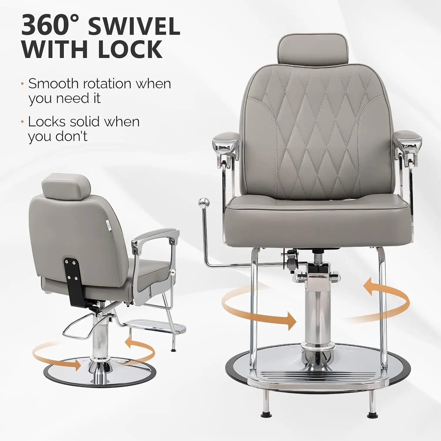 Heavy Duty Reclining Barber Chair Removable Headrest 360° Rotation Hair Stylist Braiding Shampoo Facial Waxing, Customized - view 6