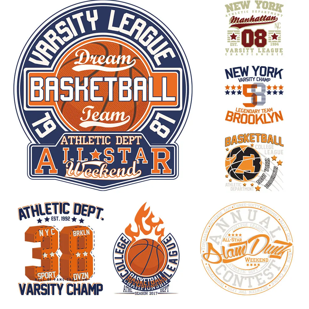 Iron On Patches Diy Patches Basketball Sport Designs T-Shirt Hoodies Arts Crafts Ironing Heat Transfer Letter Patches New