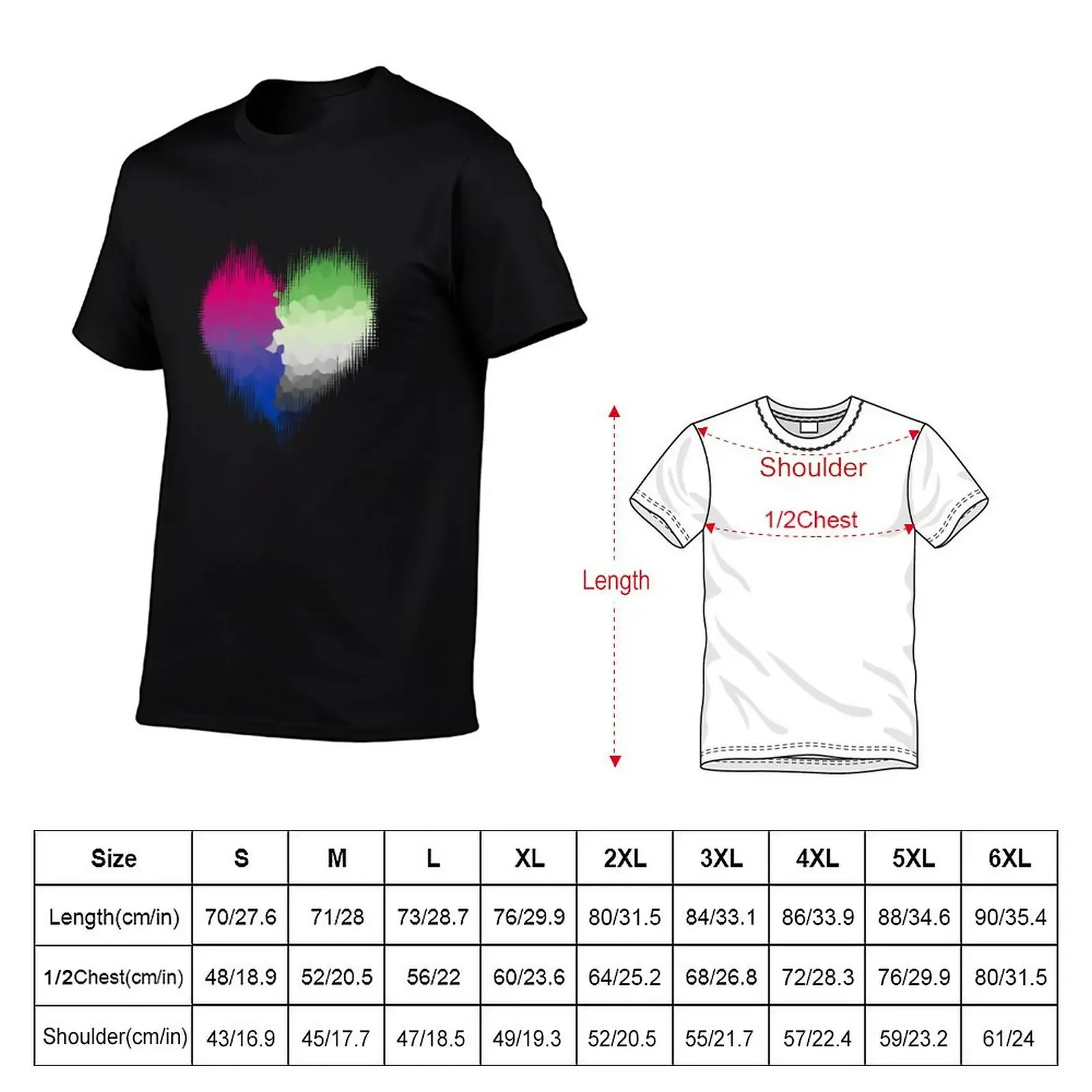 Aromantic Bisexual Glitch Heart T-Shirt anime heavyweights plus size tops mens tall t shirts