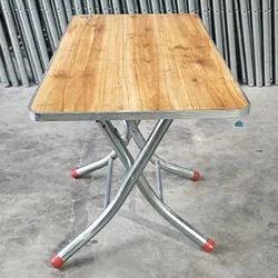 Stainless Steel Round Table Frames Foldable Dining Table Legs Thickened Galvanized Pipes New Anti-Slip Foot Pads  And Durable