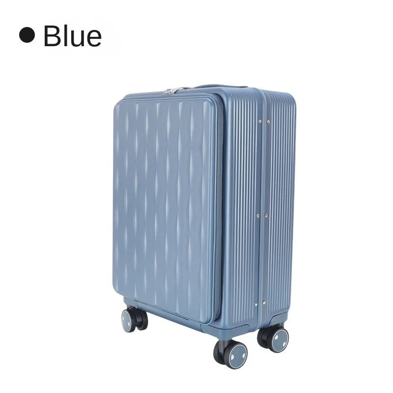 Valise d'embarquement avec couvercle d'ouverture avant, cadre en aluminium, boîtier à roulettes, PC pur, noir, boîtier d'ordinateur, fournisseur de voyage, 20 po, 16 po