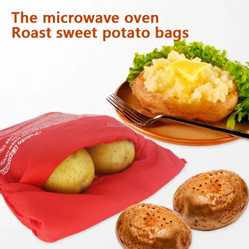 Microwave Potato Bag Reusable Express Microwave Potato Cooker Bag Baked Potato Cooker Perfect Potatoes 4 Minutes Red Baked Pouch