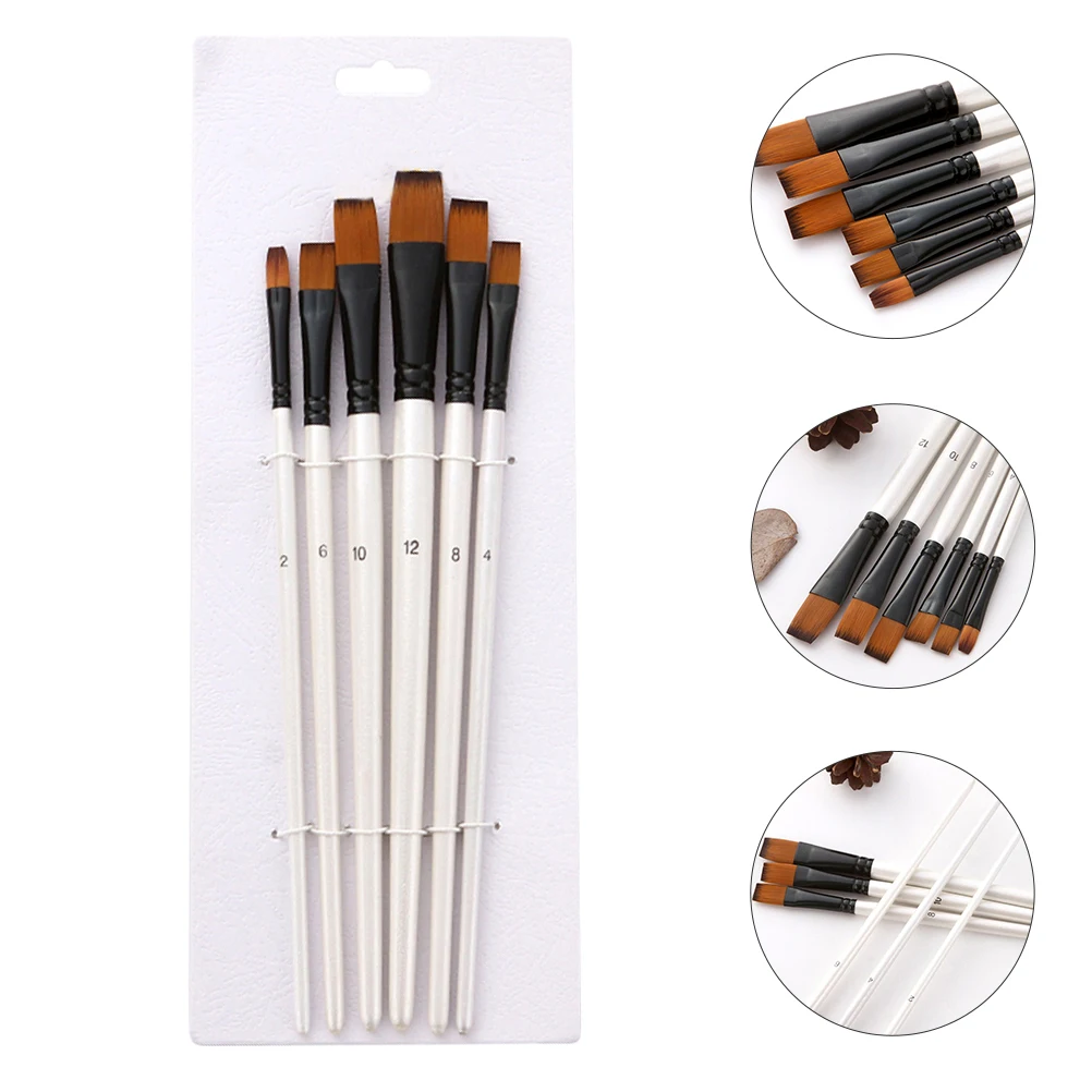 

6Pcs Painting Brush Set High End Dual Color Nylon Bristles Lightweight Comfort Grip Washable Art Supplies for Drawing Watercolor