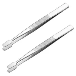 2pcs Stamp Tweezers Stainless Steel Stamps Collector Tools Flat Tweezers Flat Head Tweezers Stamp Collecting Tweezers Flat Tip