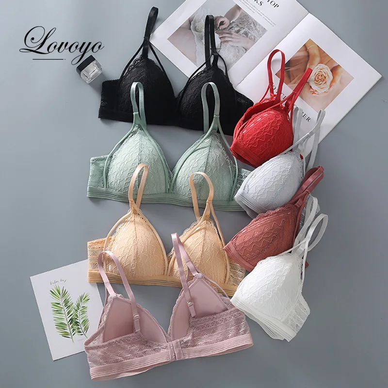 Sutiã sem fio para mulheres rendas lingerie feminina push up bralette sexy underwear respirável cor sólida roupas íntimas