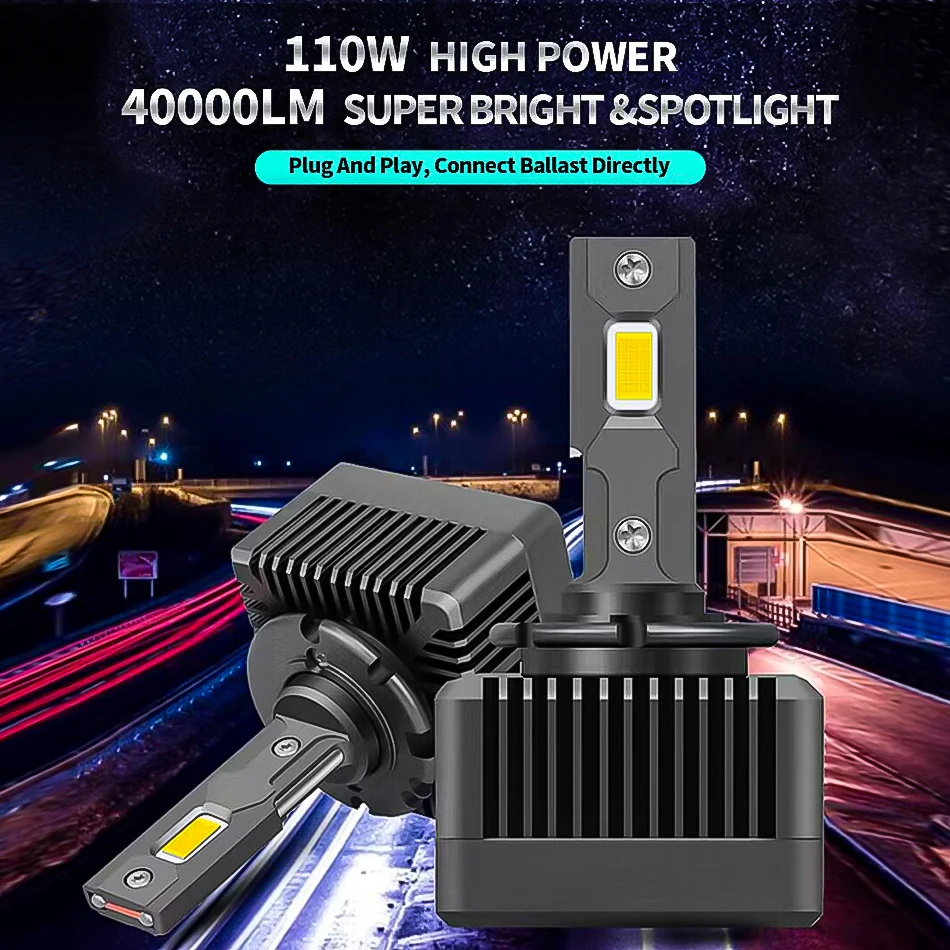 

D1S D3S D4R D4S D2R D2S Car LED Headlight Super Bright 40000Lm Plug&Play Replace HID Conversion 6000K Auto Bulbs Canbus Two-Side