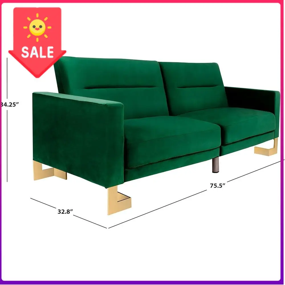 

Горячие продажи! Роскошный диван-кровать из изумрудного бархата с латунными акцентами