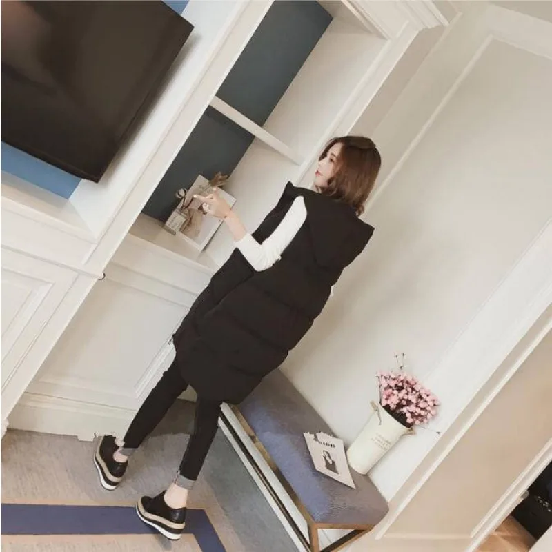 2025 Herfst Winter Nieuwe Capuchon vrouwen Halflange Capuchon Katoenen Vest Bovenkleding Losse Leisure Vrouwen Kleding