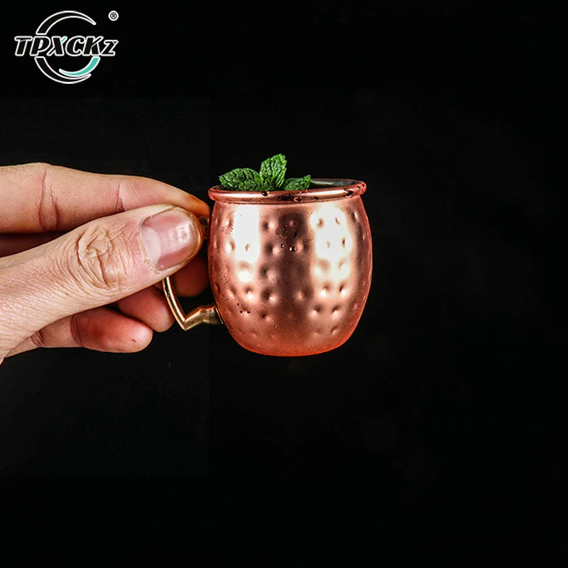 Mini taza de mula de Moscú de acero inoxidable de 60ml, taza de vino para cóctel, tazas de cerveza cooperadas martilladas, taza de café, taza de leche, taza de Bar, artículos para beber